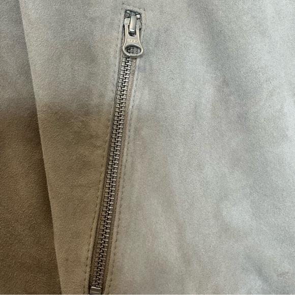 Quince 100% Suede Goat Leather Asymmetrical Zip Moto Jacket in Light Tan Size XL - Picture 6 of 16